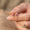 Nature Inspired Round Ruby Leaf Studs - Fine Jewelry for Women