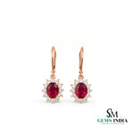 Oval Ruby & Diamond Accent Leverback Earrings - Fine Jewelry Gift for Women