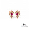 Nature Inspired Round Ruby Leaf Studs - Fine Jewelry for Women