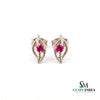 Nature Inspired Round Ruby Leaf Studs - Fine Jewelry for Women