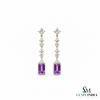 Emerald-Cut Amethyst & Diamond Earrings – February Birthstone Jewelry