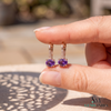 Oval Natural Amethyst Drop Earrings with Diamond Accents - Luxury Jewelry Gift