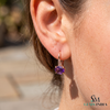 Oval Natural Amethyst Drop Earrings with Diamond Accents - Luxury Jewelry Gift