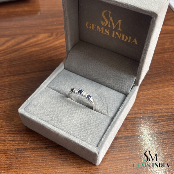 Round Blue Sapphire and Diamond Ring - Sophisticated Fine Jewelry