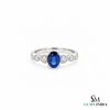 Oval Blue Sapphire Ring With Sparkling Diamond Details - Promise ring