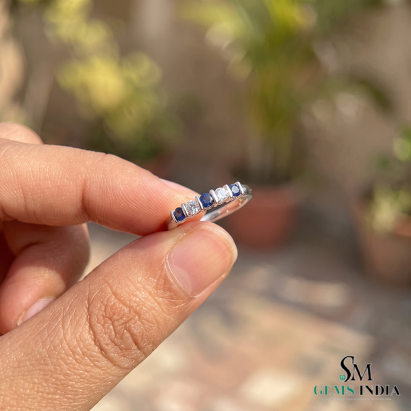 Round Blue Sapphire and Diamond Ring - Sophisticated Fine Jewelry