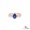 Oval Blue Sapphire Ring With Sparkling Diamond Details - Promise ring