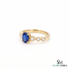 Oval Blue Sapphire Ring With Sparkling Diamond Details - Promise ring