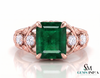 2.80 carat Octagon Natural Emerald And Diamond Engagement Ring in 18k gold Gift For Her
