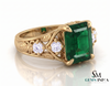 2.80 carat Octagon Natural Emerald And Diamond Engagement Ring in 18k gold Gift For Her