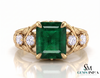 2.80 carat Octagon Natural Emerald And Diamond Engagement Ring in 18k gold Gift For Her