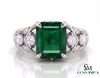 2.80 carat Octagon Natural Emerald And Diamond Engagement Ring in 18k gold Gift For Her