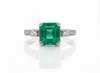 Classic Octagon Cut Natural Emerald 4 carat Engagement Ring in 14K Gold Promise Ring