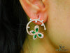 1.80 carat 14k Gold Marquise Emerald Butterfly Huggie Earrings Natural Emerald &amp; Diamond