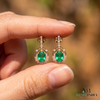 5.50 carat Oval Natural Emerald and Diamond Dangle Earrings in 14K Gold Green Gemstone Jewelry
