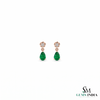1.90 carat Pear Shape Natural Emerald and Diamond 14k Gold Stud Earrings