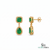 5.10 carat Luxury Emerald cut and Pear shaped Natural Emerald Teardrop Diamond Halo Earrings in Gold