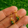1.90 carat Pear Shape Natural Emerald and Diamond 14k Gold Stud Earrings