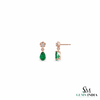 1.90 carat Pear Shape Natural Emerald and Diamond 14k Gold Stud Earrings