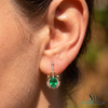 5.50 carat Oval Natural Emerald and Diamond Dangle Earrings in 14K Gold Green Gemstone Jewelry