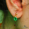 1.90 carat Pear Shape Natural Emerald and Diamond 14k Gold Stud Earrings