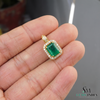 Emerald Cut Natural Emerald and Diamond Halo Pendant in 14K Gold Elegant Birthstone Jewelry