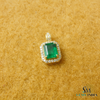 Emerald Cut Natural Emerald and Diamond Halo Pendant in 14K Gold Elegant Birthstone Jewelry
