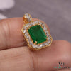 Emerald Cut Natural Emerald and Diamond Halo Pendant in 14K Gold Elegant Birthstone Jewelry