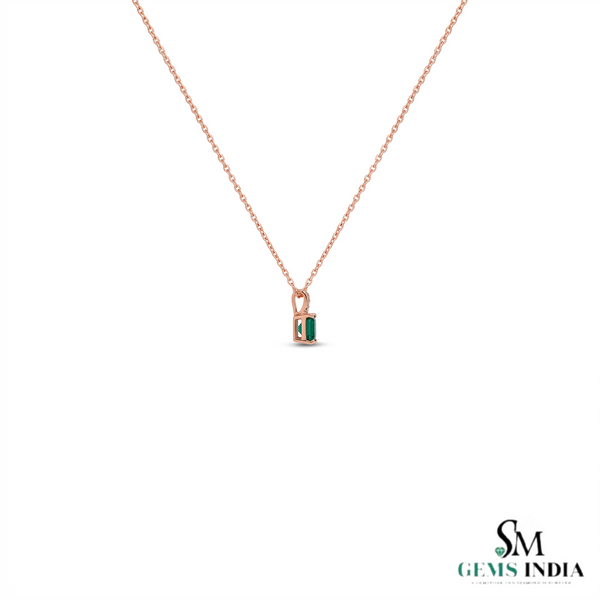 Classic 2.30 carat Emerald cut Natural Emerald Pendant Necklace in 14K Gold Gift for Her