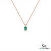 Classic 2.30 carat Emerald cut Natural Emerald Pendant Necklace in 14K Gold Gift for Her