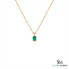 Classic 2.30 carat Emerald cut Natural Emerald Pendant Necklace in 14K Gold Gift for Her