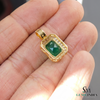Emerald Cut Natural Emerald and Diamond Halo Pendant in 14K Gold Elegant Birthstone Jewelry