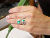 2.10 carat Pear & Round Natural Emerald Spiral Ring in Gold with Diamond Accents