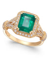 4.10 carat Emerald Cut Natural Emerald And Diamonds Vintage Split Band Ring in 14K Gold