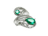 2.10 carat Pear & Round Natural Emerald Spiral Ring in Gold with Diamond Accents