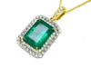 7.10 carat Glamorous Emerald and Diamond Halo Pendant Sparkling Double Diamond Halo