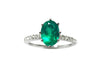 1 carat Oval Cut Natural Emerald and Diamond Ring in 14K Gold Classic Solitaire Design