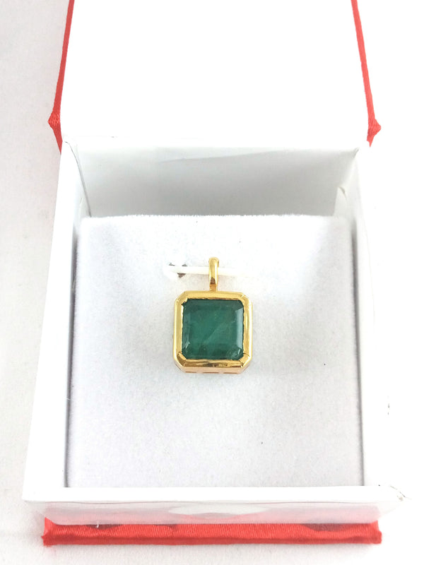 10.40 carat Modern and Elegant Natural Octagon Emerald Pendant in 14K Gold