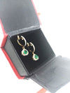 Heart shape Natural Emerald Halo Drop Earrings in 14k Gold Fine Diamond Dangles