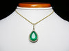 5.90 carat Teardrop natural Emerald Pendant with Diamond Halo Fine Gold Jewelry