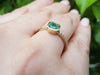 0.90 Carat Emerald-Cut Green Emerald & Diamond Band Ring in 14K Gold