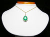 5.90 carat Teardrop natural Emerald Pendant with Diamond Halo Fine Gold Jewelry