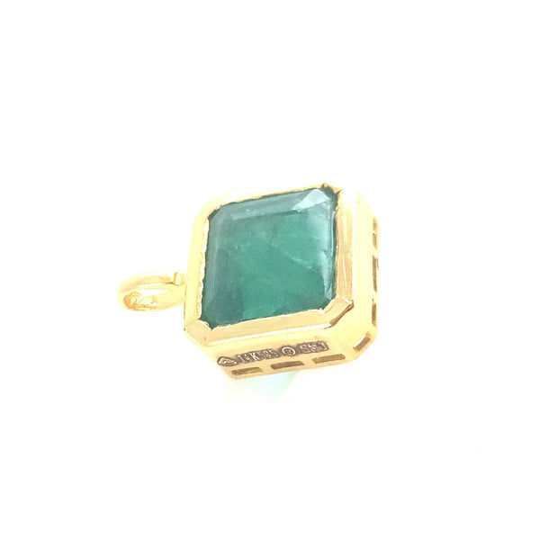10.40 carat Modern and Elegant Natural Octagon Emerald Pendant in 14K Gold