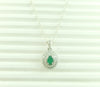 1 carat Vintage Style Oval Emerald Pendant with Diamond Halo in 14K Gold