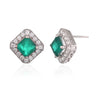 1.90 carat Octagon cut natural emerald earrings for woman's 14k solid gold earrings gift for woman's