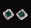 1.90 carat Octagon cut natural emerald earrings for woman's 14k solid gold earrings gift for woman's
