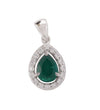 9.30 carat Vintage Inspired Pear Cut Natural Emerald Pendant Gold Diamond Accent Design