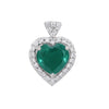 2.20 carat Genuine Emerald Heart Pendant with Diamond in 14K Gold