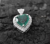 2.20 carat Genuine Emerald Heart Pendant with Diamond in 14K Gold