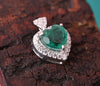 2.20 carat Genuine Emerald Heart Pendant with Diamond in 14K Gold